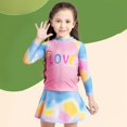 thumbnail image 6 of GYRATEDREAM Girls Two Piece Rash Guard Swimsuit Sets Summer UPF 50+ Long Sleeve Tankini Set Bathing Suit with Skirt Swimwear for 4Y Pink, 6 of 9