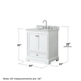 thumbnail image 5 of Wyndham Collection Deborah 30" Marble Top Wood Single Bathroom Vanity in White, 5 of 5