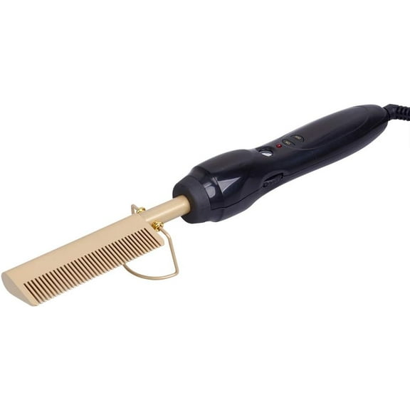 Hot Comb Hair Straightening Heat Pressing Comb Ceramic Curling Flat Iron Curlers Designed Hair Hot Comb Straightener,Portable Travel Anti-Scald Beard Straightener Press Comb