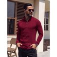 thumbnail image 4 of JWD Men Zip Mock Neck Ribbed Long Sleeve Shirts Stretch Fitted Knit Pullover Wine Red XL, 4 of 7