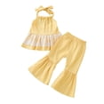 thumbnail image 3 of Toddler Girls Clothes Two Piece Outfits Sleeveless Lace Tank Top with Flared Pants Fashion Clothing Sets Size 12-18 Months, 3 of 9