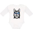 thumbnail image 3 of Inktastic Siberian Husky Sketch Portrait with Sunglasses Boys or Girls Long Sleeve Baby Bodysuit, 3 of 5