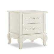 evolur Aurora Nightstand, Ivory Lace, Ample Storage