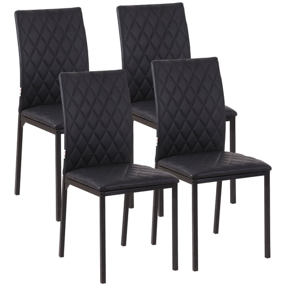 HOMCOM Dining Chairs Faux Leather Accent Chairs, Set of 4, Black