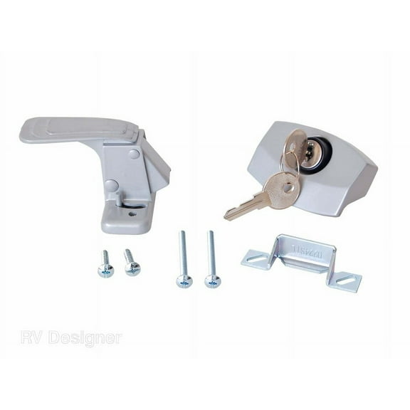RV Designer E311 Locking Camper Door Latch - Gray