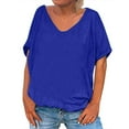 thumbnail image 1 of Timegard Womens Tops V Neck Short Sleeve Loose Blouse Summer Solid Color Casual Comfy Tops Basic Tee, 1 of 5
