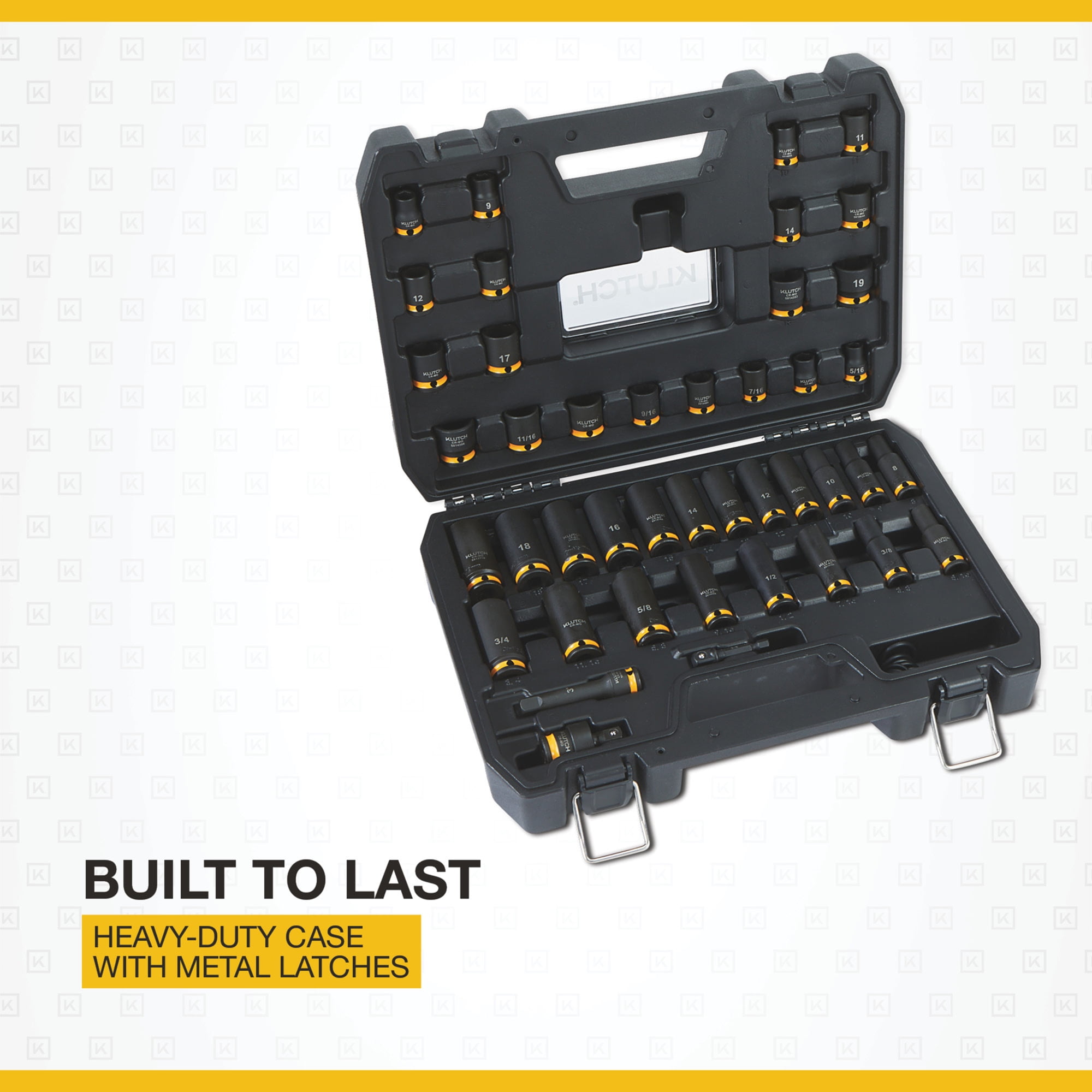 Klutch 3/8in.-Drive Chrome Molybdenum Impact Socket Set, 6-Point, Metric and SAE, 43-Pc.