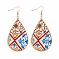 thumbnail image 3 of Morocco Gold Border Teardrop Earrings Ethnic Paisley Pattern Pu Leather Jewelry, 3 of 9