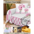 thumbnail image 4 of Pink Flower Plaid Sofa Couch Covers for 3 Cushion Couch,Washable L Shape Sectional Sofa Covers for Loverseat,Buffalo White Checkered Bottle Botanical Floral Slipcover Throw Blanket Futon Cover 71x134, 4 of 8