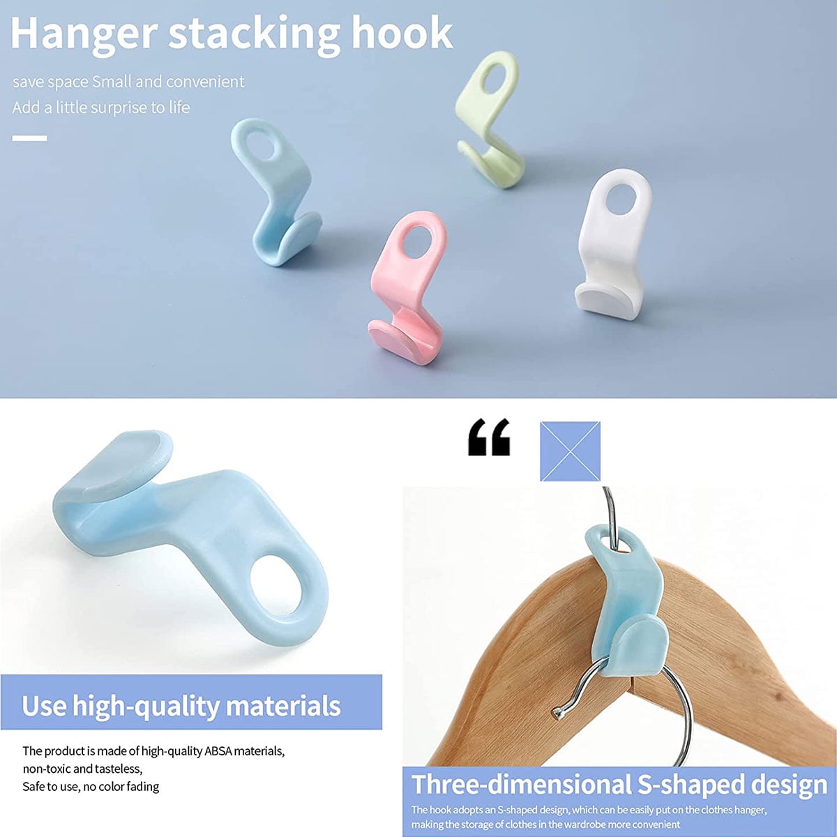 Maalr 20/30Pcs Clothes Hanger Connector Hooks Plastic Coat Hanger