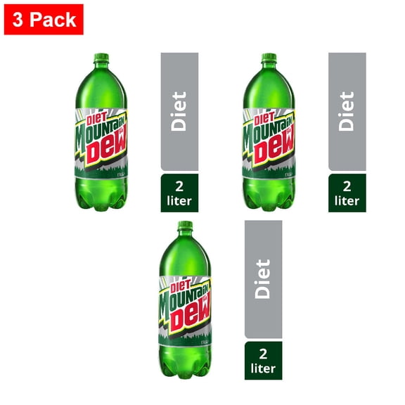 Diet Mountain Dew Soda Bottle 2 liter - 3 Pack