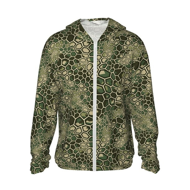 Fotbe Green Snake Skin Chaqueta con Protección Solar UPF 50+ para Hombre y Mujer, Camisa con Capucha y Bolsillos-Medium