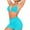 Blue, variant on Womens High Waisted Bikini Sets,Modest Tummy Control Swimsuits 2 Piece Bathing Suits Triangle Bikini Set - Blue - M