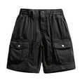 thumbnail image 2 of Cargo Shorts for Men Casual Fashion Multiple Pockets Half Shorts Pants Sports Elastic Mid Waist Shorts Shorts for Work Men Black 3XL, 2 of 5