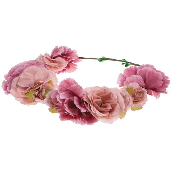 GOOHOCHY Flower Wreath headband Floral Garland Crown Hair Accessories with Ribbon for Wedding Featival Party Light Cafe