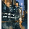 thumbnail image 3 of Ambesonne Futuristic Duvet Cover Sets, Cyberpunk Cityscape, 2-Twin, Black Orange Blue, 3 of 4