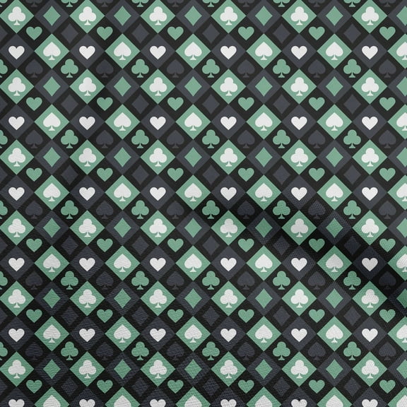 oneOone Polyester Spandex Sea Green Fabric Poker Card Sewing Fabric By The Yard Printed Diy Clothing Sewing Supplies 56 Inch Wide