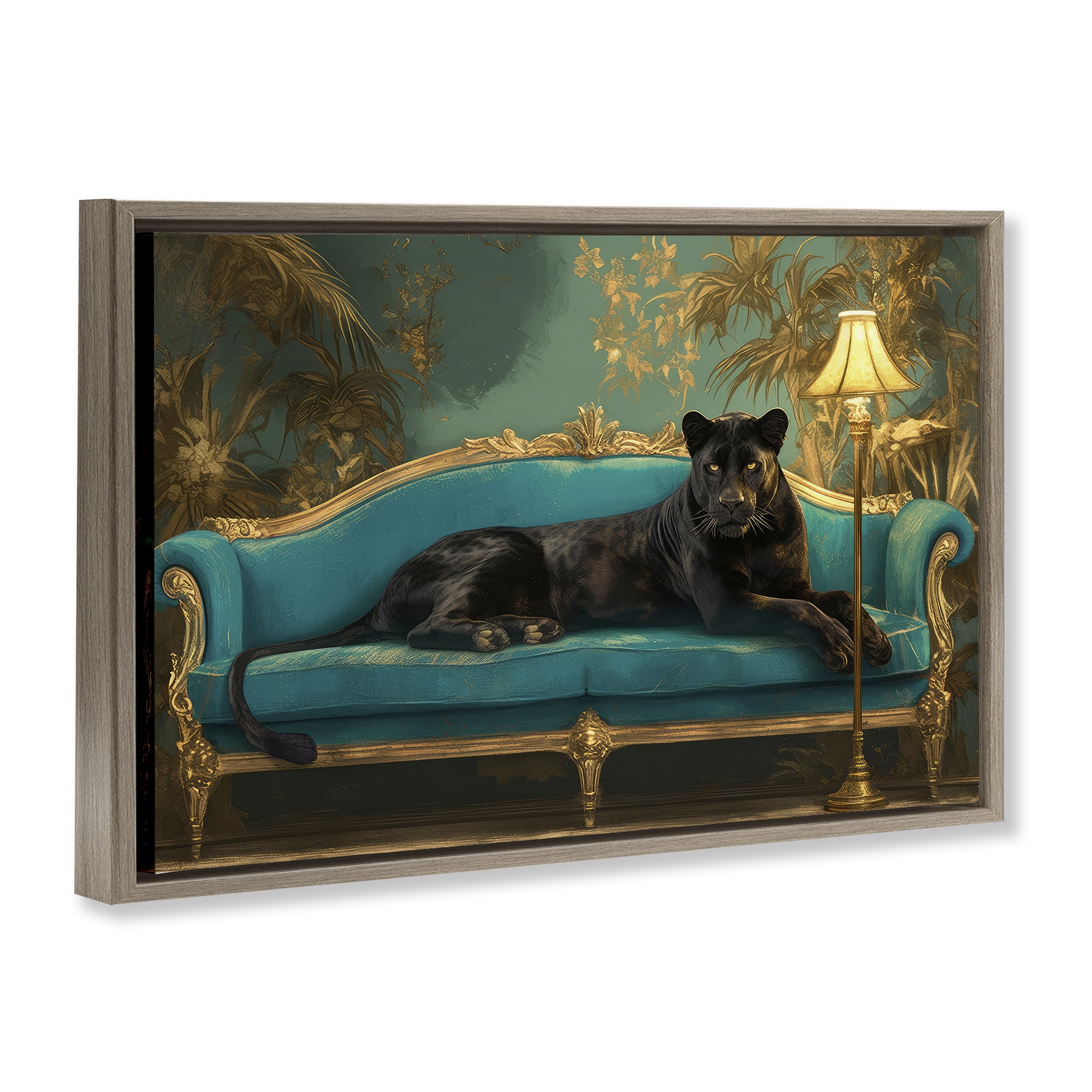 Stupell Industries Exotic Lounging Panther Brown Framed Floater Canvas Wall Art, design by Tina LeCour