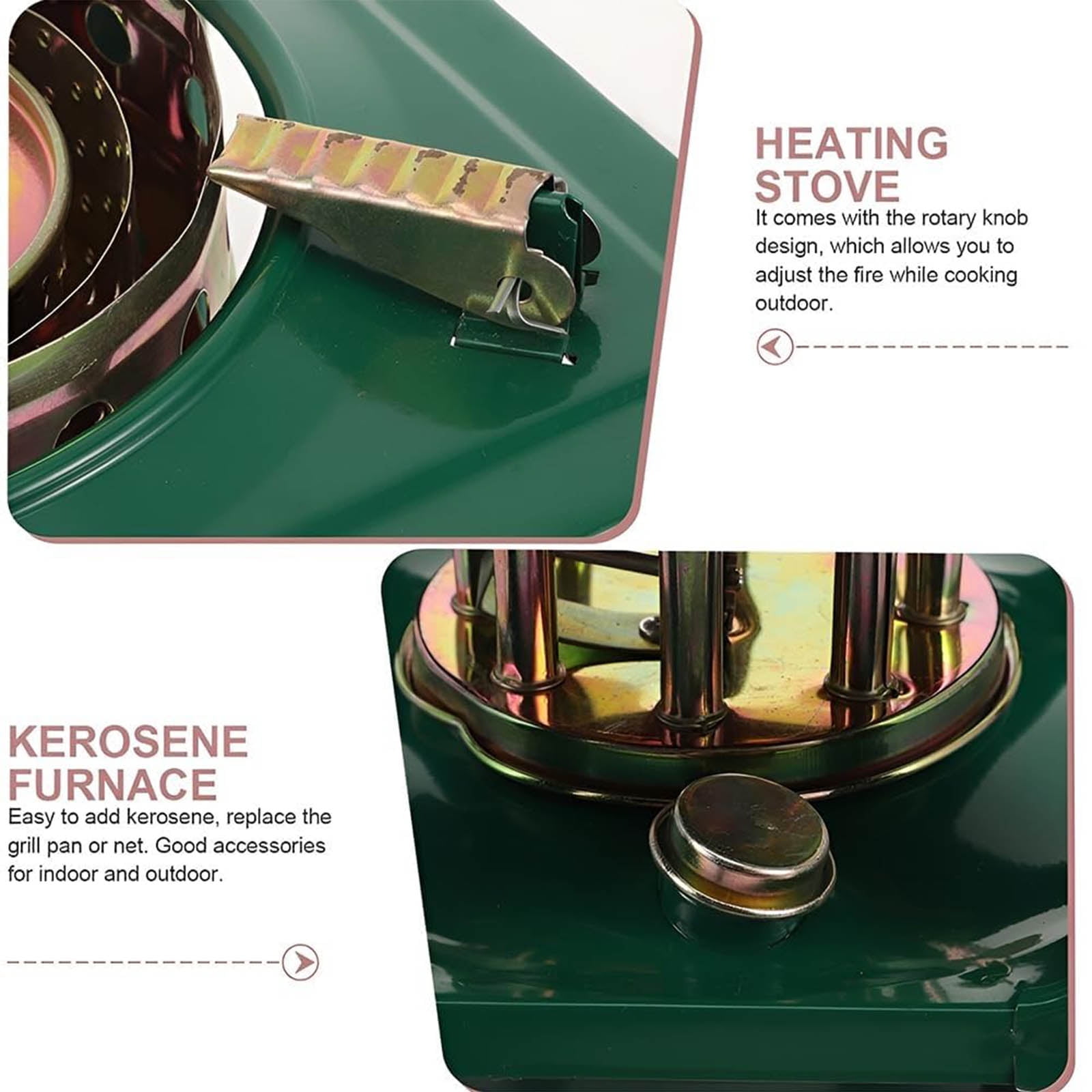 Picnic Burner Furnace, 8-Wick Portable Camping Oil Stove, Outdoor Diesell Cooking Stove, Portable Kerosene Diesel Alcohol Stove, Adventure Cookware Burner for Backpacking Hiking Adventure (Green)