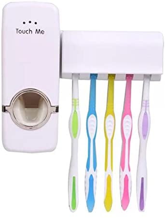 Touch Automatic Auto Squeezer Toothpaste Dispenser+5 Toothbrush Holder Hand Free 