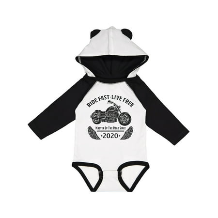 

Inktastic Ride Fast Live Free Master Of The Road Since 2020 Motorcycle Gift Baby Boy or Baby Girl Long Sleeve Bodysuit
