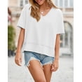 thumbnail image 2 of ZANKLEY Womens Summer V Neck Oversized T Shirt Casual Short Sleeve Loose Fit Flowy Basic Top, 2 of 12