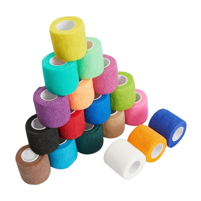 jifeng 18Pcs 1 inch Self Adhesive Bandage Cohesive Wrap Vet Tape Elastic Adherent First