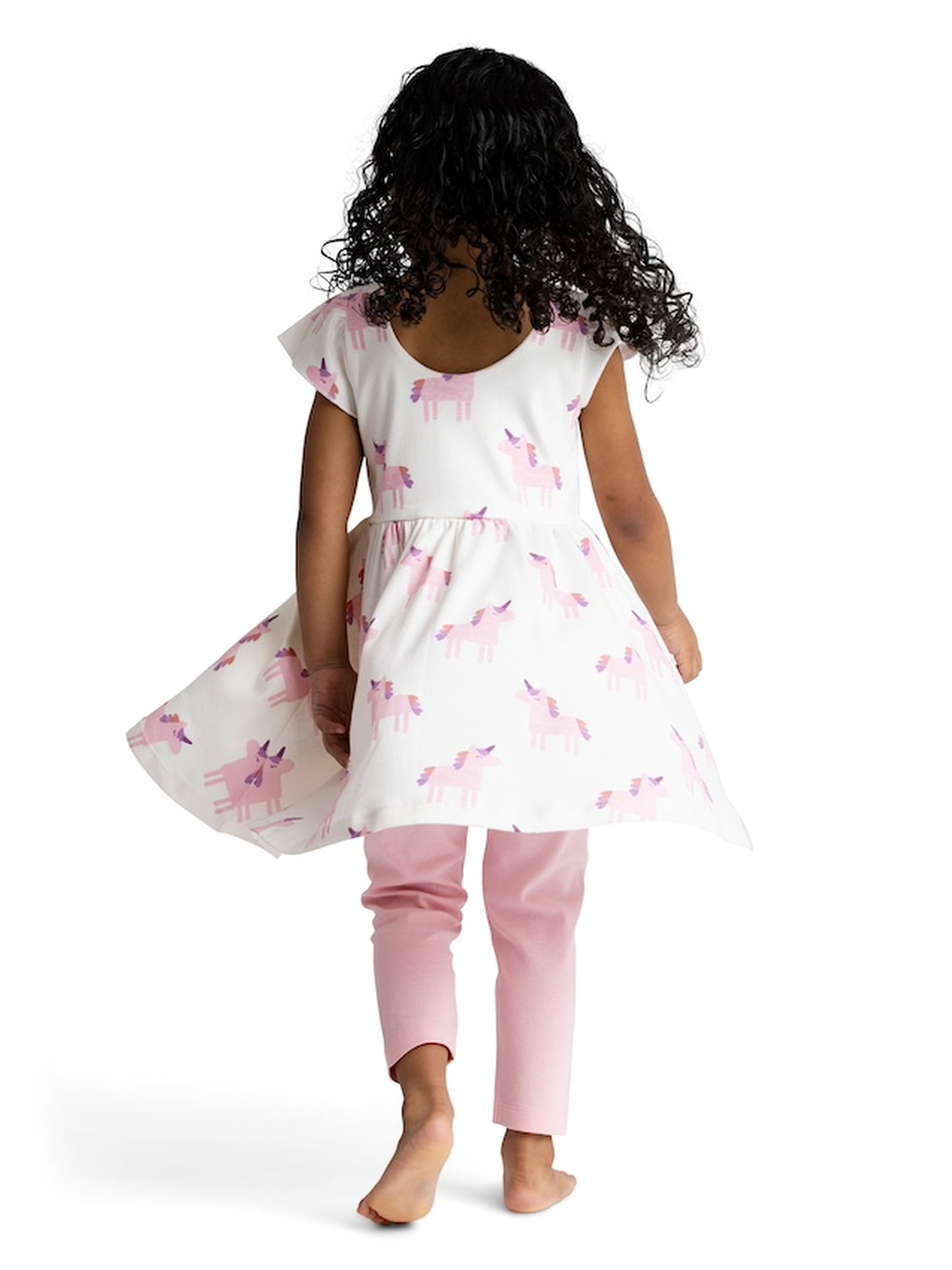 M+A by Monica + Andy Organic Cotton Short Sleeve Let's Dance Dress and Legging Set for Toddlers, Sizes 12-18M-5T