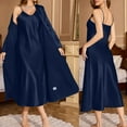 thumbnail image 5 of Satin Nightgown and Robe Set for Women 2 Piece Sexy V-Neck Silk Slip Dress Long Chemise Sleepwear Pajamas for Bridal Party, 5 of 7
