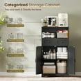 thumbnail image 2 of HomGarden Floor Storage Cabinet Large Farmhouse Kitchen Pantry Cabinet W/Drawers & Doors & Shelves for Home, Bathroom, Entryway, Living Room, Black, 2 of 10