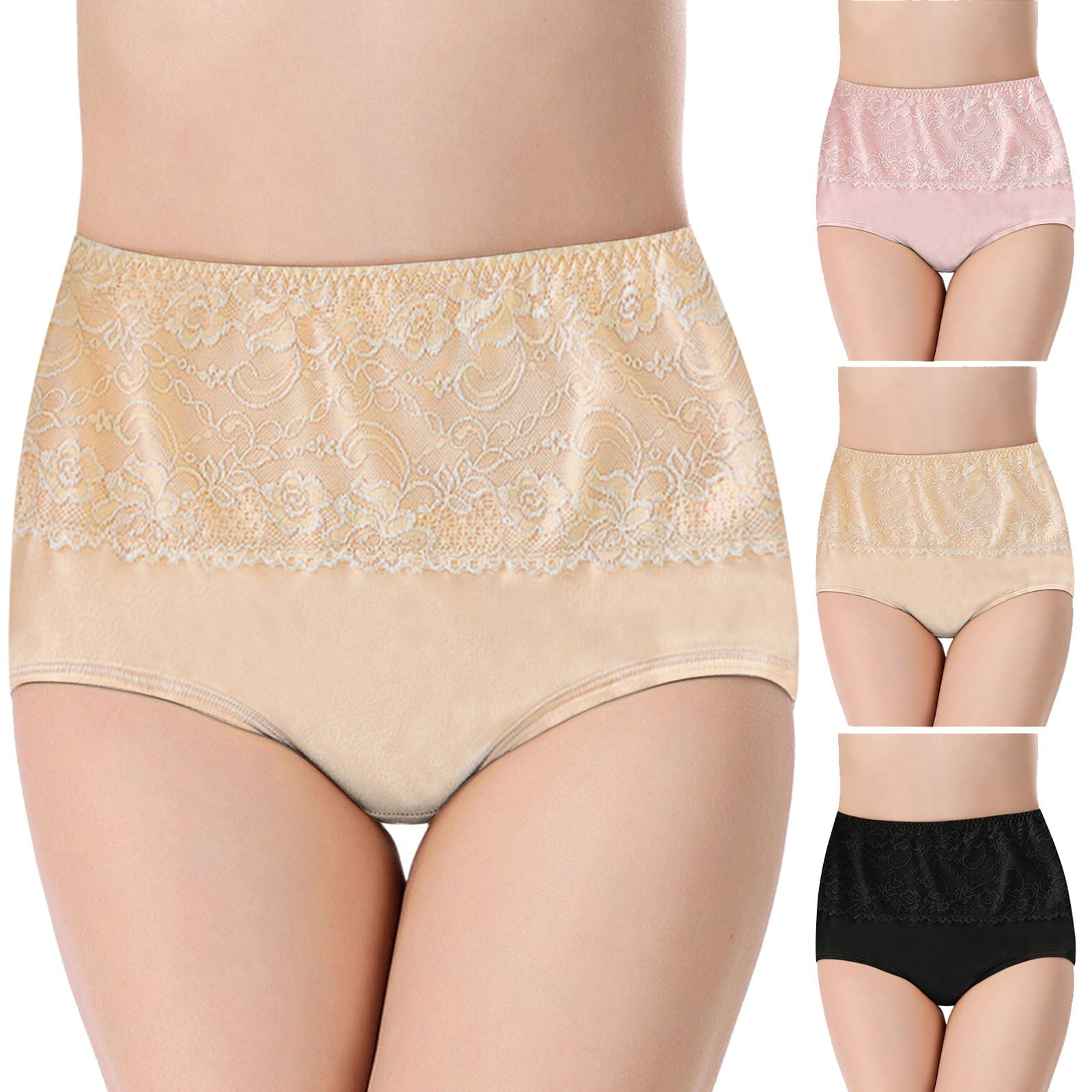 JUNGE 3/4 Pack Plus Size Underwear Women,Cheap Sexy Lace Panties  Comfortable Breathable High Waisted Tummy Control Cotton Shapewear  Underwear Women's Briefs Hip Lift Underpants Hipster Knickers Undies at   Women's Clothing store