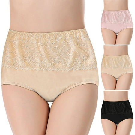 

Kayannuo Underwear Women Christmas Clearance Women s Large Size Breathable Briefs Lace-Side High-Waisted Women s Panties Multicolor