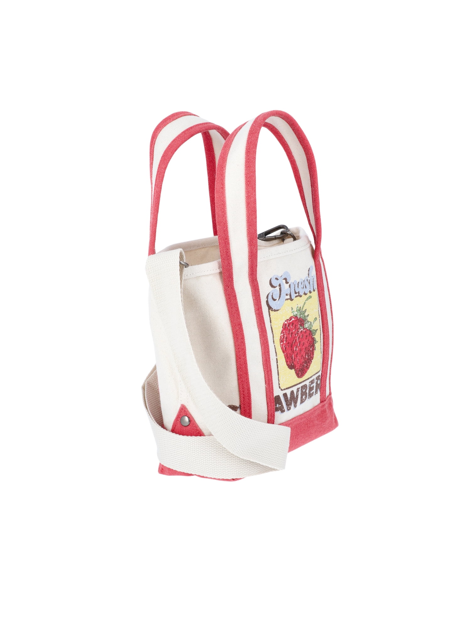 No Boundaries Women's Canvas Mini Tote, Red Strawberry, Women’s