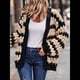 thumbnail image 5 of Suéter de Invierno de Punto Holgado con Rayas y Mangas Farol para Mujer, Moda de Otoño Albaricoque Negro M, 5 of 9