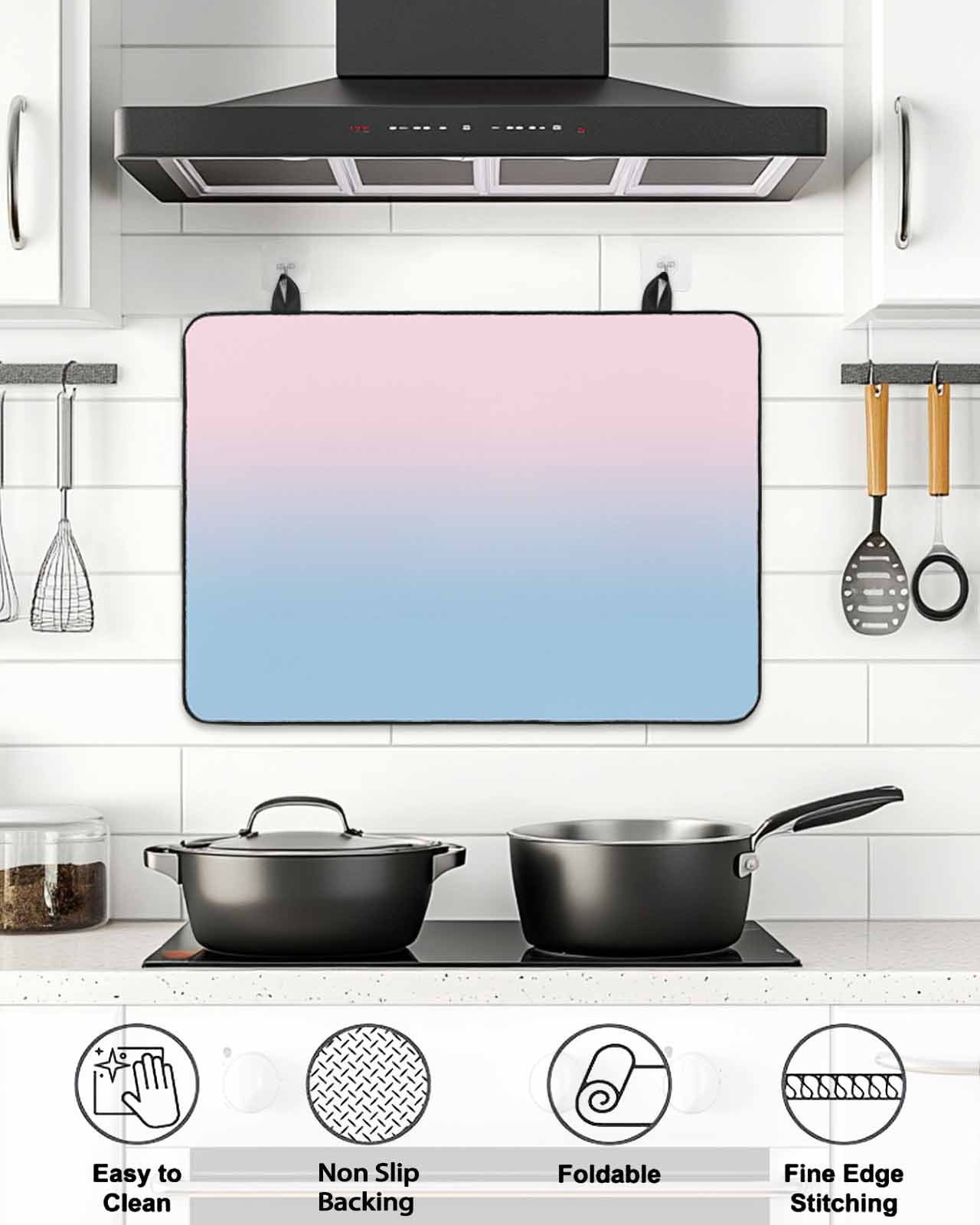 Stove Top Covers for Electric Stove, Pink Blue Ombre Glass Stovetop Cover Protector, Pink Gradient Color Modern Abstract Art Induction Cooktop Protector Oven Mat for Kitchen Countertop 24"x21"