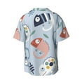 thumbnail image 2 of JUNZAN Mens Casual Button Down Shirts Short Sleeve Cute Chameleons On Blue Print Shirt-XX-Large, 2 of 7