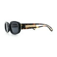 thumbnail image 6 of Womens Metal Chain Jewel Arm Oval Rectangle Mod Plastic Sunglasses Black Tortoise - Black, 6 of 7