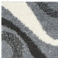 thumbnail image 4 of SAFAVIEH Art Adamina Geometric Waves Shag Runner Rug, Grey/Ivory, 2'3" x 7', 4 of 5