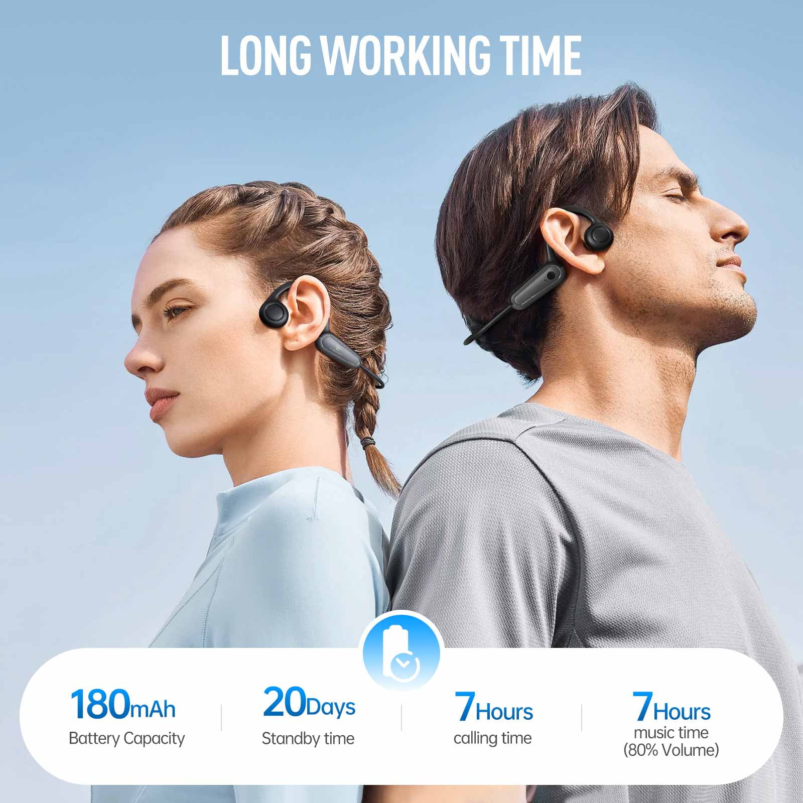 Bone Conduction Headphones, Type-C Bluetooth 5.4 Open Ear Wireless Earphones, IPX5 Waterproof Sports Headset for Gym, Running, Cycling, Hiking, Workouts Built-in HD Microphone