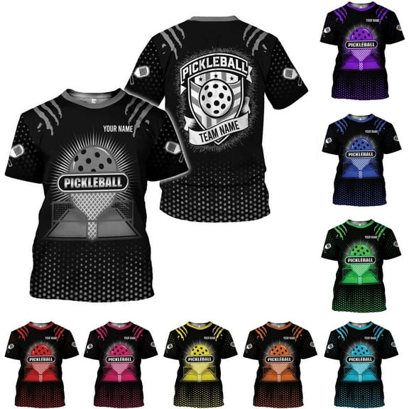 Personalized Name Team's Name Pickleball Shirt 3D, Pickleball Shirts, Funny Pickleball Shirts for Team, Men Women (Black, S)
