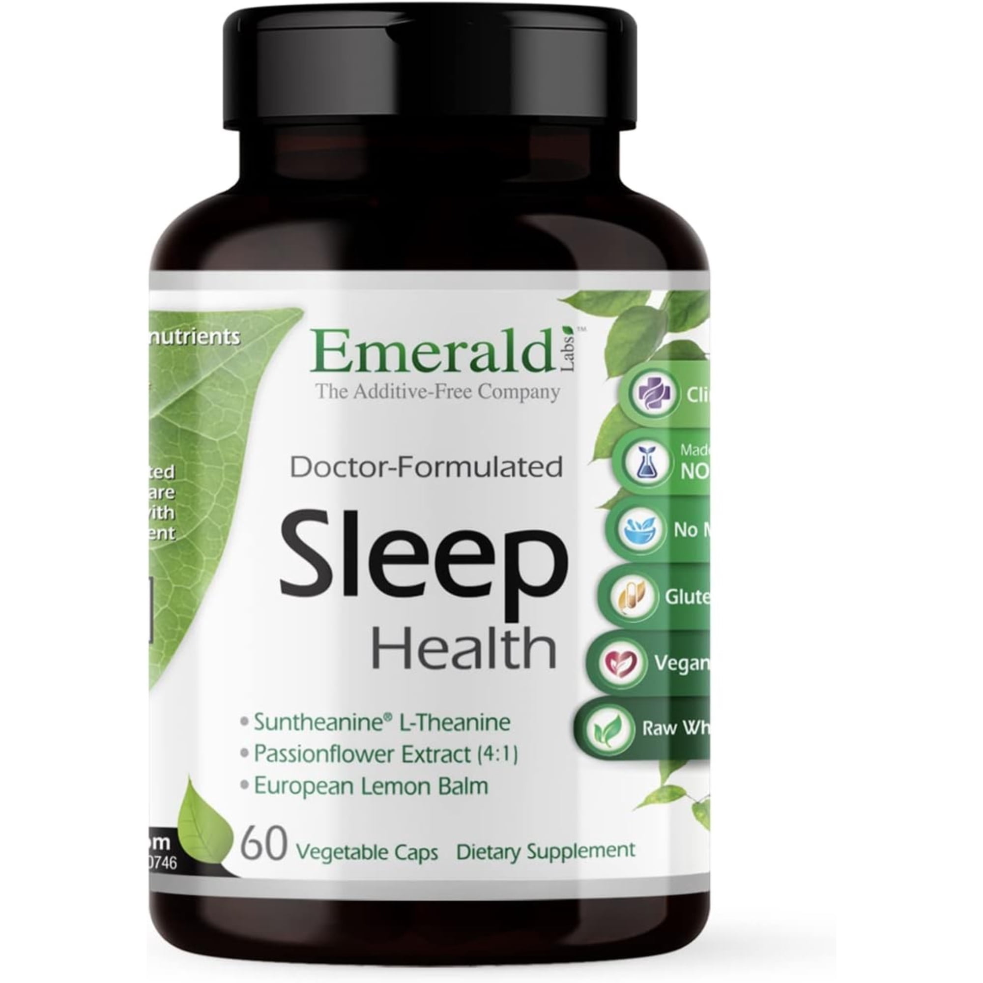 Emerald Labs Sleep Health with Melatonin, L-Theanine, and Passionflower Extract to Support Nighttime Calmness, Relaxation, and Restful Sleep - 60 Vegetable Capsules