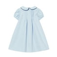 thumbnail image 3 of LittleSpring 5T Little Girls Short Sleeve Dress Peter Pan Collar School Uniform Dresses Casual Solid Blue, 3 of 6