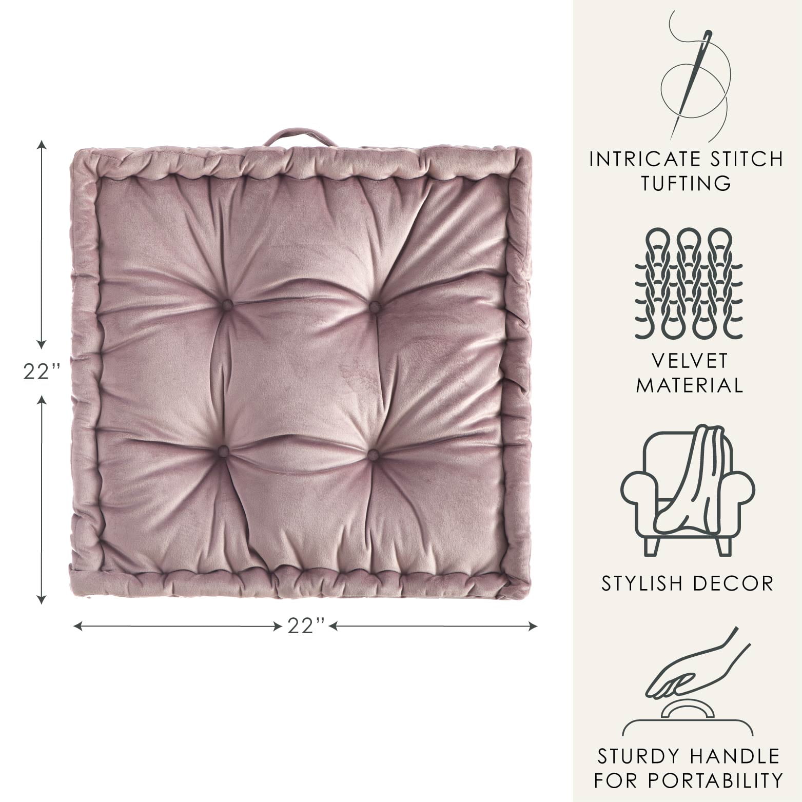 Home Decor Collection Stylehouse 20" x 20" Burnished Lilac Decorative Floor Pillow