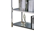 thumbnail image 2 of Benzara BM205335 Metal & Glass Sofa Table with 2 Open Shelves, Silver & Clear, 2 of 5
