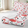 thumbnail image 4 of Erosebridal Vintage Flamingo Animals Twin Quilt Set,Cute Wildlife Twin Coverlet Set,White Pink,2 Pieces,1 Bedspread and 1 Pillowcase, 4 of 7