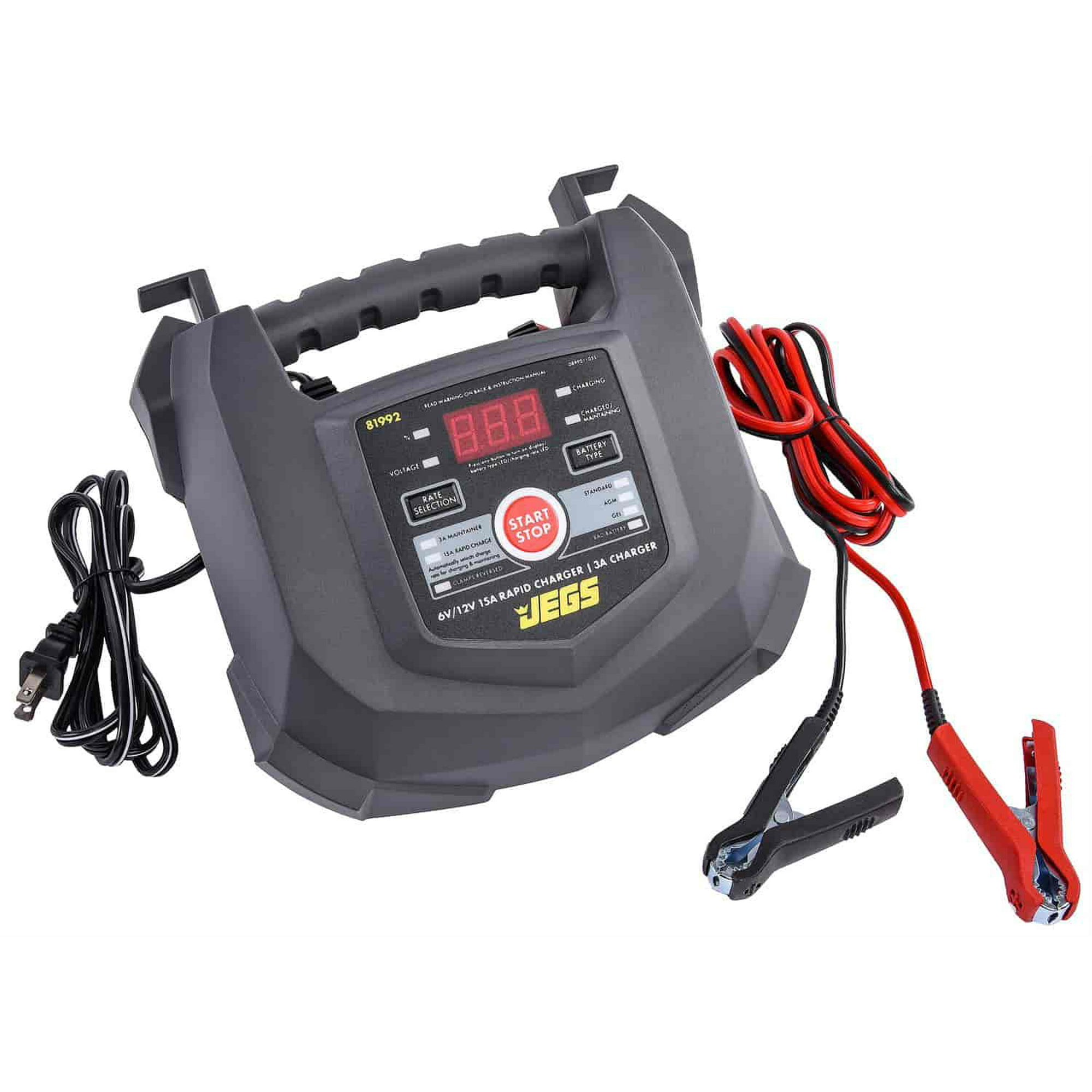 JEGS 81992 Rapid Battery Charger Automotive Marine Use Battery Types: AGM Deep - Walmart.com