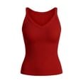 thumbnail image 7 of Aobny Women's Tank Tops Fitted Basic Going Out Tops V Neck Camisole Solid Tank Tops Summer,Red,XXL, 7 of 7