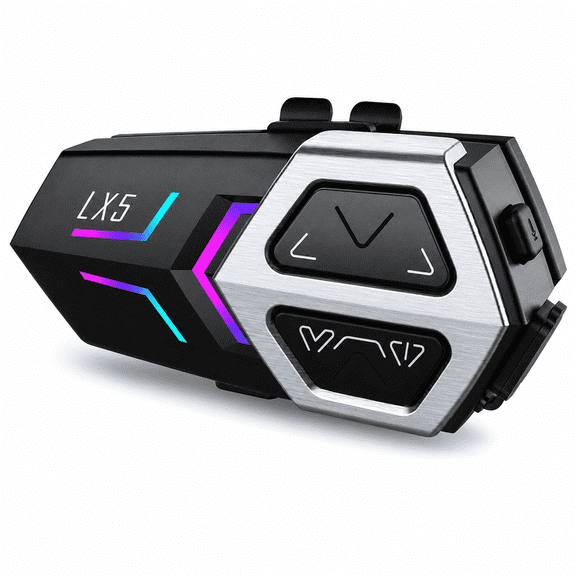 LX5 Motorcycle Helmet Bluetooth Headset, Qualcomm Bluetooth 5.3 Helmet Intercom with 10-Rider Mesh Communication, 500m Range, Noise Reduction, 1200mAh Battery, IPX6
