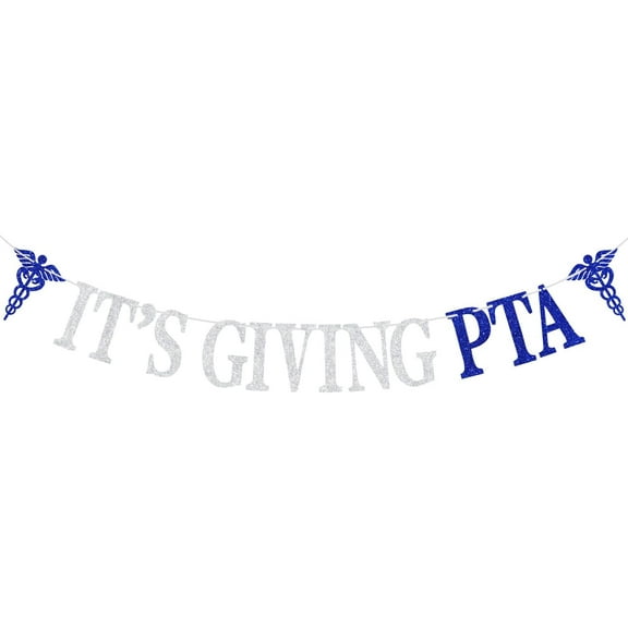 Blue Glitter It's Giving PTA Banner, PTA Class of 2025/So Proud of You/Future PT, 2025 PT/PTA Graduation Party Decorations Supplies