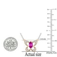 thumbnail image 3 of Dazzlingrock Collection 8X4mmMarquise Lab Created Pink Sapphire & Round Natural White Diamond Butterfly Pendant with 18 Inch Gold Chain for Women in 14K Rose Gold, 3 of 4